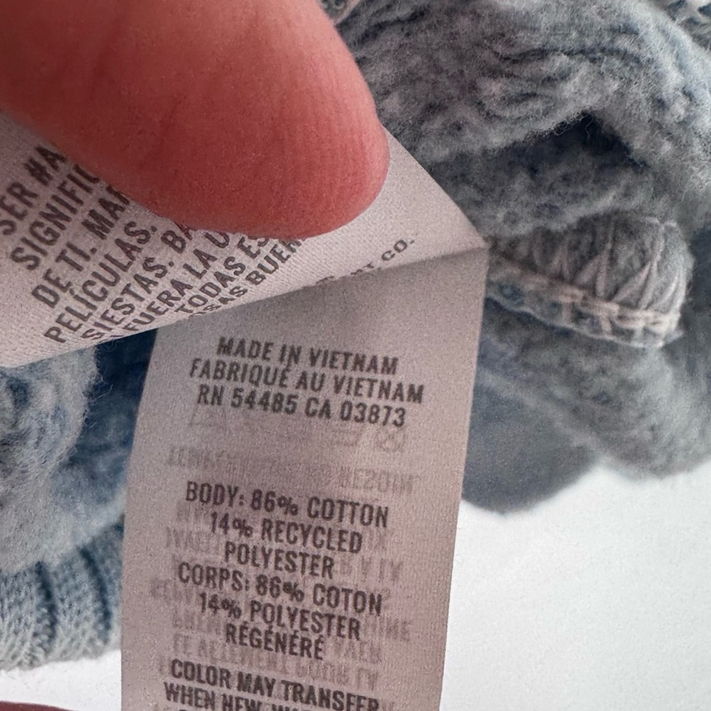 Aerie Oh Snap Sweatshirt Sweater Pullover Knit Top Henley Cloud Wash Blue Fleece - Picture 6 of 8